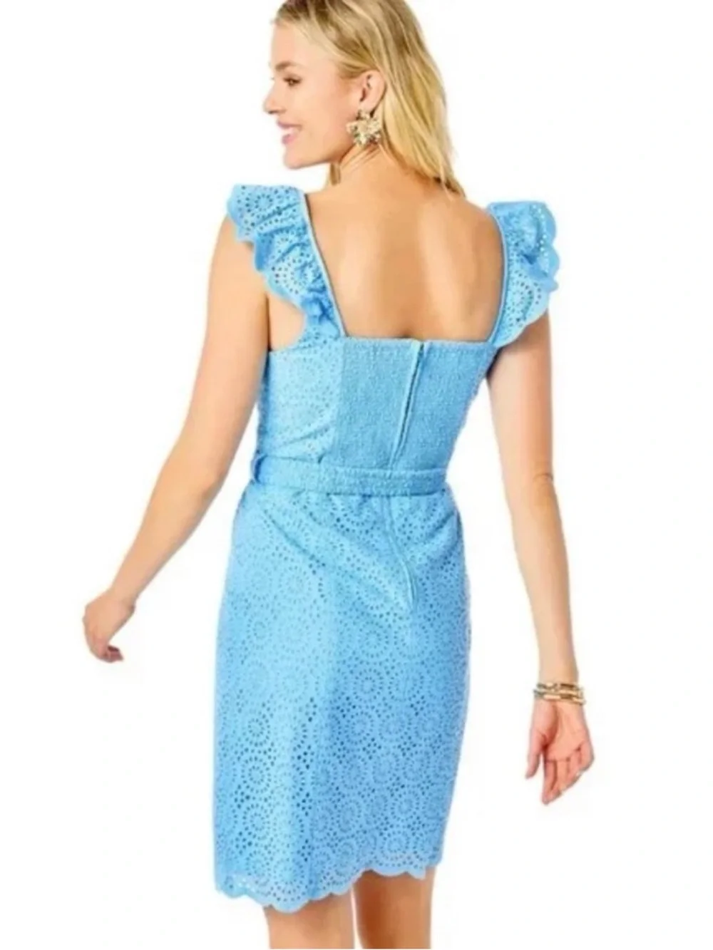 NWT Lilly Pulitzer Ryann Eyelet Shift Dress Frenchie Blue - Picture 4 of 14